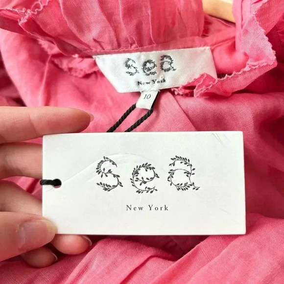 NWT SEA New York Hattie Ramie Cotton Ruffle Tiered Tunic Dress in Berry Size 10 - Picture 4 of 6